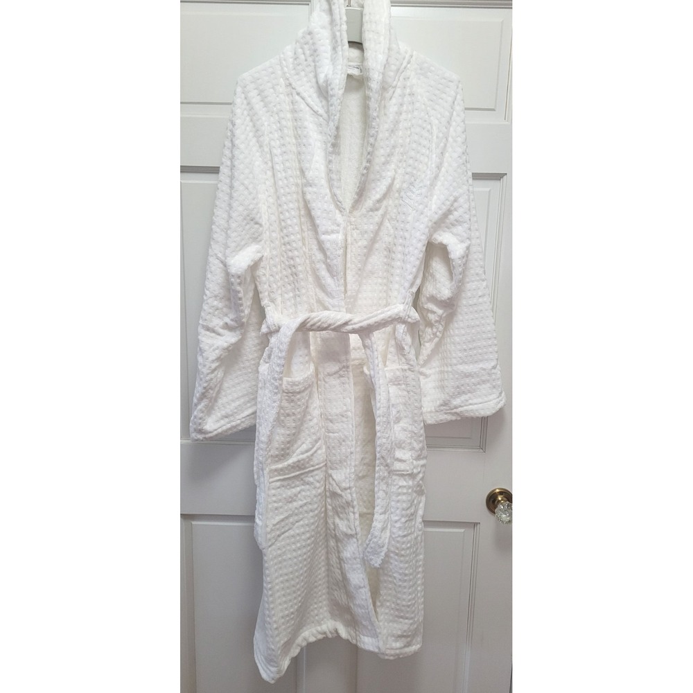 Four Seasons Hotel Resort Velour Jacquard‎ Cotton White Bath Robe - STD/Large